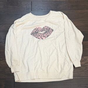 Wildfox Hotkiss sweatshirt Cream with Pink Leopard Lips